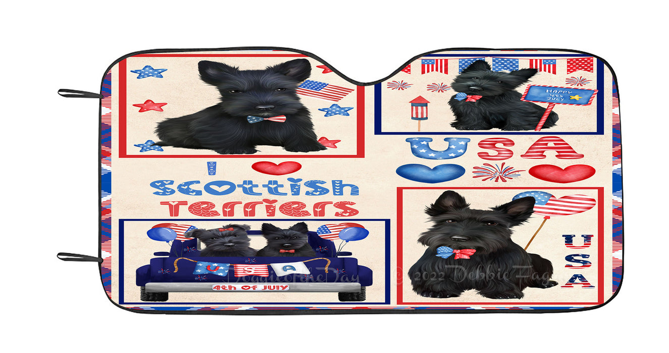4th of July Independence Day I Love USA Scottish Terrier Dogs Car Sun Shade Cover Curtain
