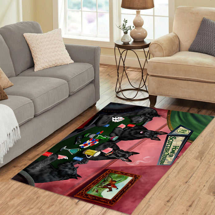 Home of  Scottish Terrier Dogs Playing Poker Area Rug