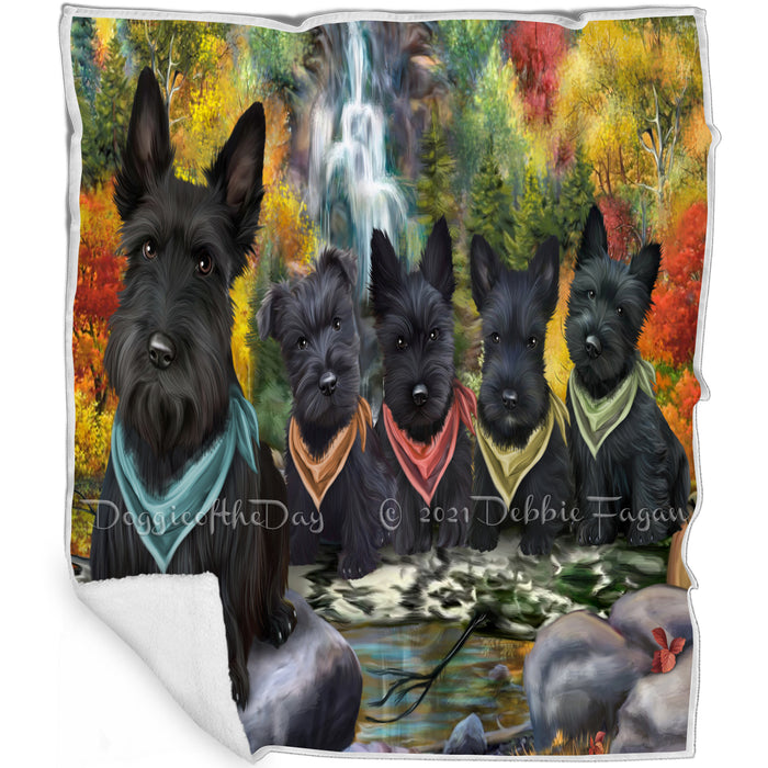 Scenic Waterfall Scottish Terriers Dog Blanket BLNKT61104