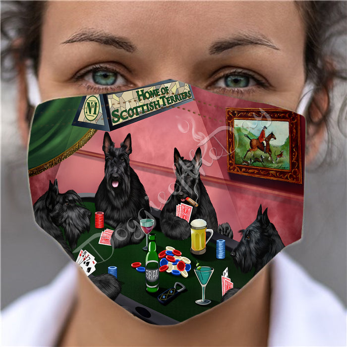 Home of Scottish Terrier Dogs Playing Poker Face Mask FM49819