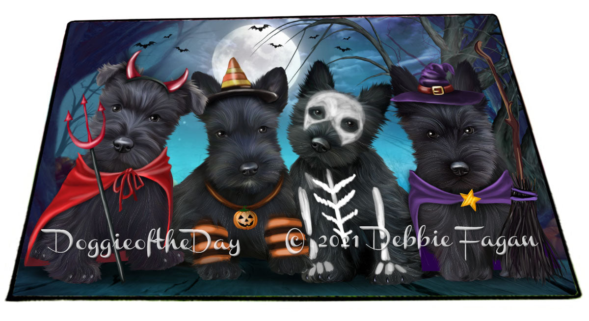 Happy Halloween Trick or Treat Scottish Terrier Dogs Indoor/Outdoor Welcome Floormat - Premium Quality Washable Anti-Slip Doormat Rug FLMS58444