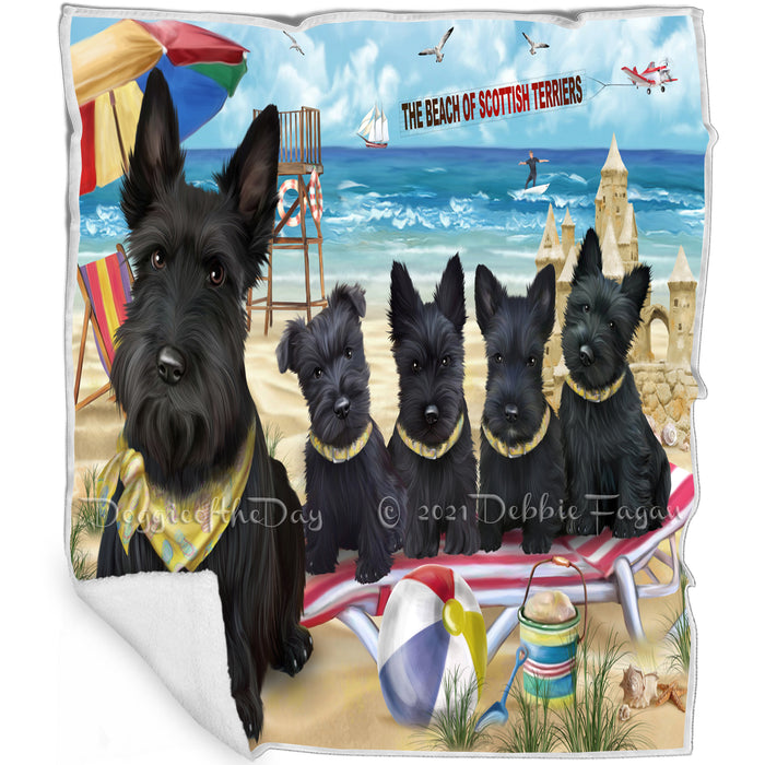 Pet Friendly Beach Scottish Terriers Dog Blanket BLNKT66351