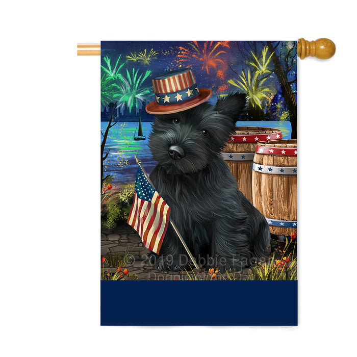 Personalized 4th of July Firework Scottish Terrier Dog Custom House Flag FLG-DOTD-A58125