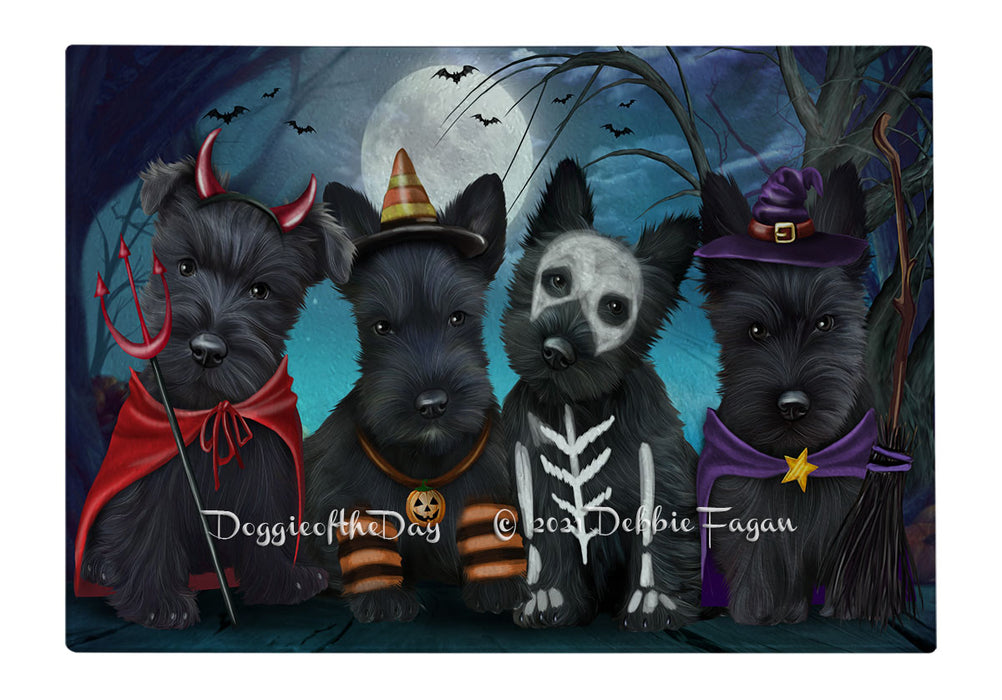 Happy Halloween Trick or Treat Scottish Terrier Dogs Cutting Board - Easy Grip Non-Slip Dishwasher Safe Chopping Board Vegetables C79663