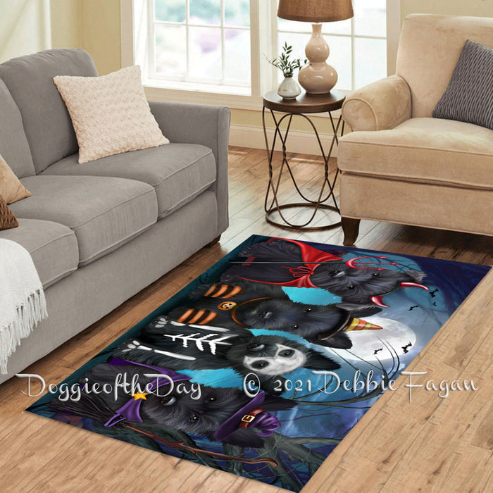 Happy Halloween Trick or Treat Scottish Terrier Dogs Polyester Living Room Carpet Area Rug ARUG66404