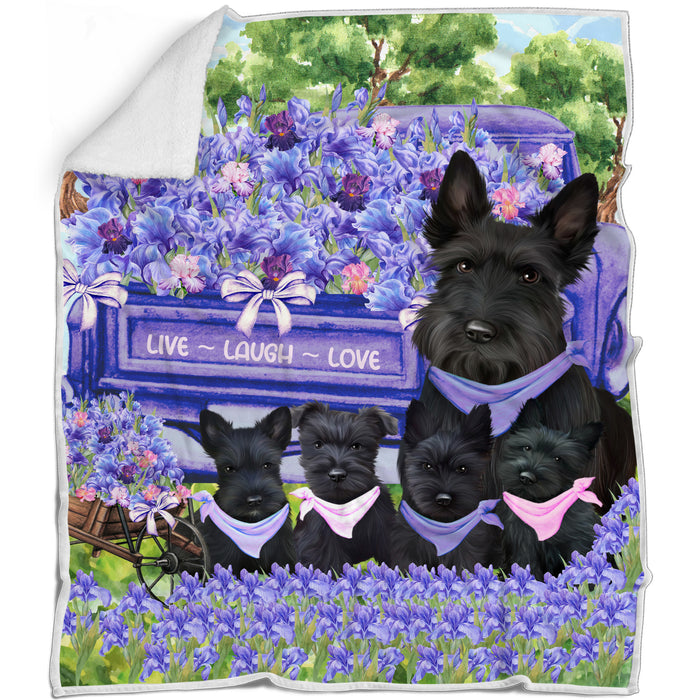 Scottish Terrier Blanket: Explore a Variety of Personalized Designs, Bed Cozy Sherpa, Fleece and Woven, Custom Dog Gift for Pet Lovers