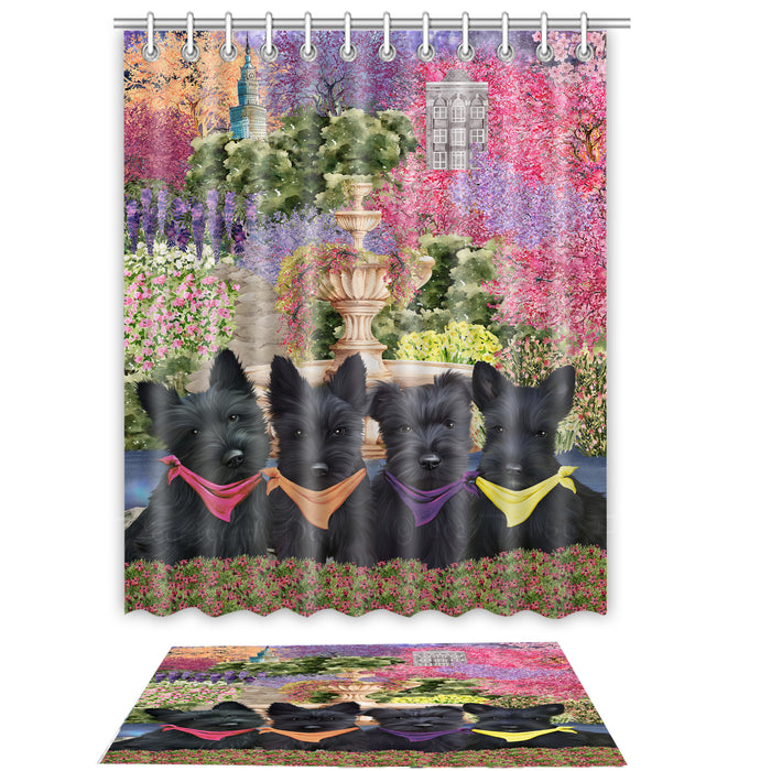 Scottish Terrier Shower Curtain & Bath Mat Set - Explore a Variety of Personalized Designs - Custom Rug and Curtains with hooks for Bathroom Decor - Pet and Dog Lovers Gift