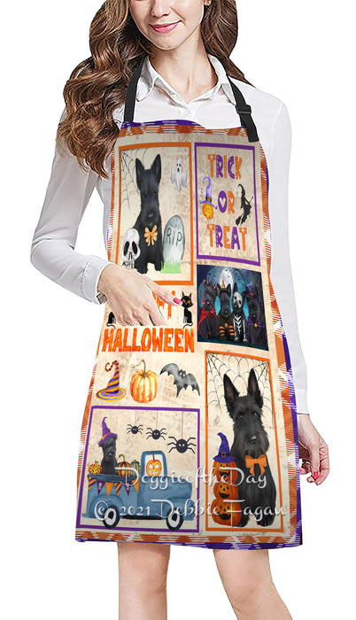 Happy Halloween Trick or Treat Scottish Terrier Dogs Cooking Kitchen Adjustable Apron Apron49355