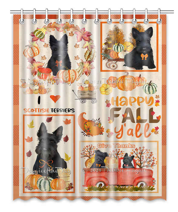 Happy Fall Y'all Pumpkin Scottish Terrier Dogs Shower Curtain Bathroom Accessories Decor Bath Tub Screens
