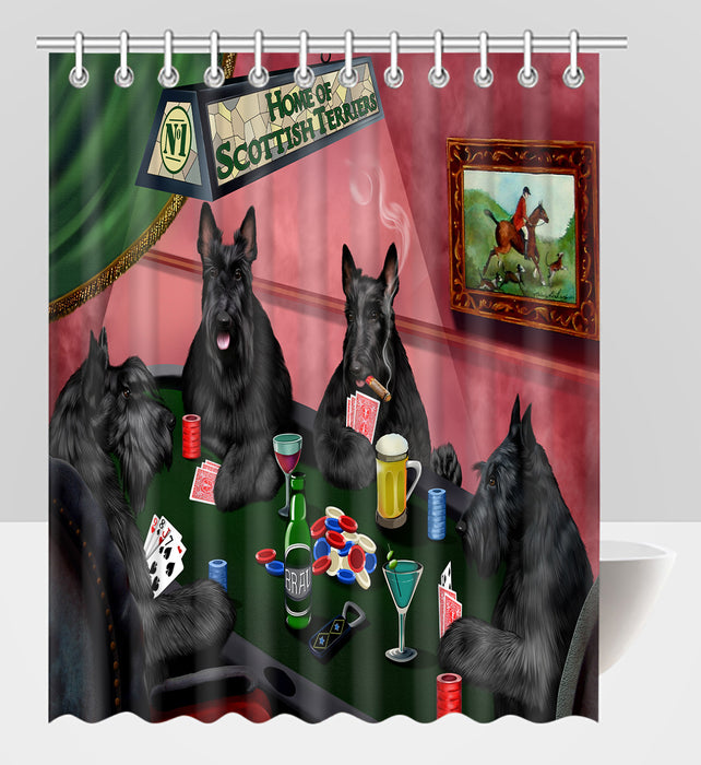 Home of  Scottish Terrier Dogs Playing Poker Shower Curtain