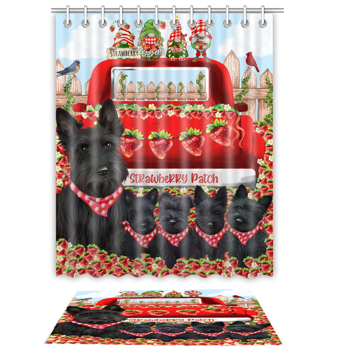 Scottish Terrier Shower Curtain with Bath Mat Combo: Curtains with hooks and Rug Set Bathroom Decor, Custom, Explore a Variety of Designs, Personalized, Pet Gift for Dog Lovers