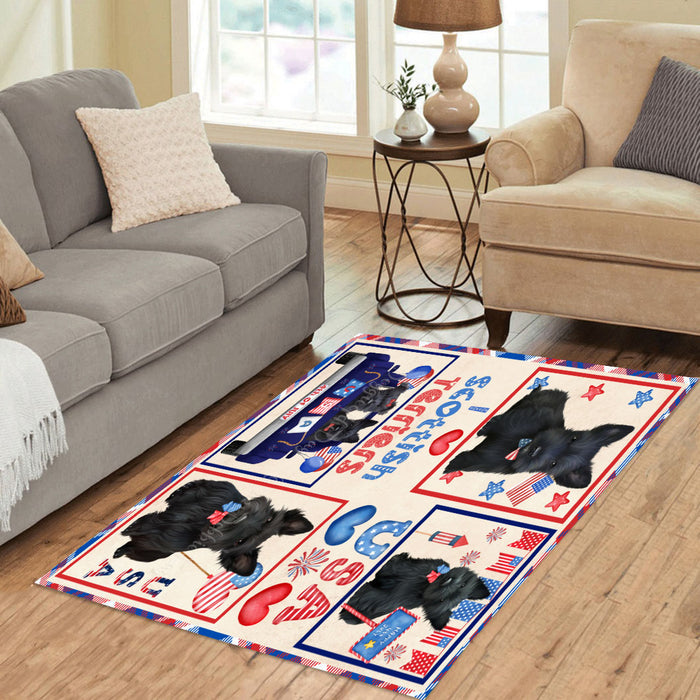 4th of July Independence Day I Love USA Scottish Terrier Dogs Area Rug - Ultra Soft Cute Pet Printed Unique Style Floor Living Room Carpet Decorative Rug for Indoor Gift for Pet Lovers