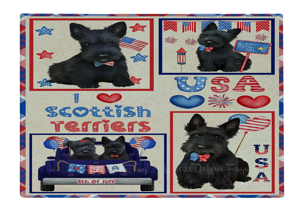 4th of July Independence Day I Love USA Scottish Terrier Dogs Cutting Board - For Kitchen - Scratch & Stain Resistant - Designed To Stay In Place - Easy To Clean By Hand - Perfect for Chopping Meats, Vegetables