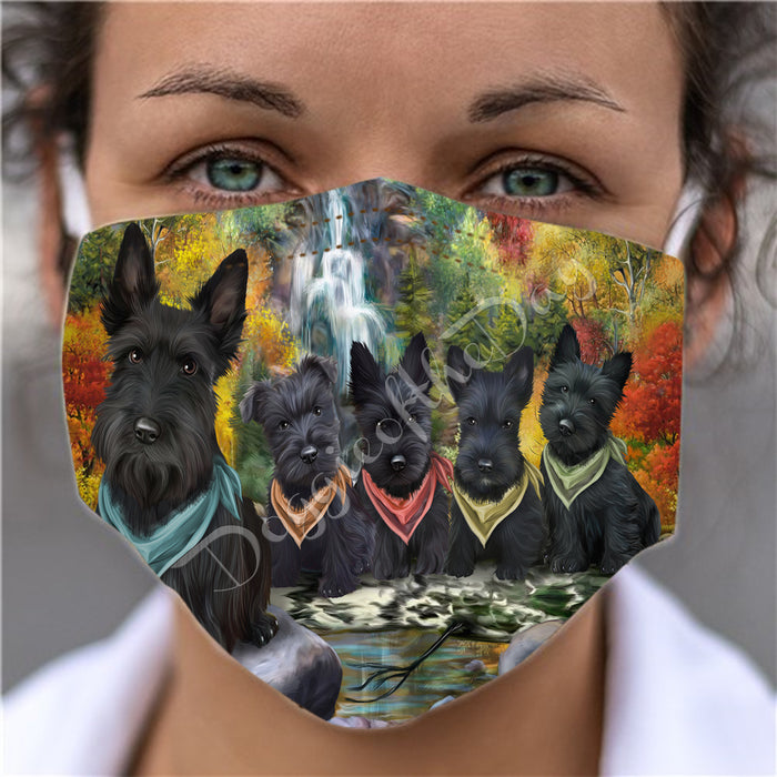 Scenic Waterfall Scottish Terrier Dogs Face Mask FM49336
