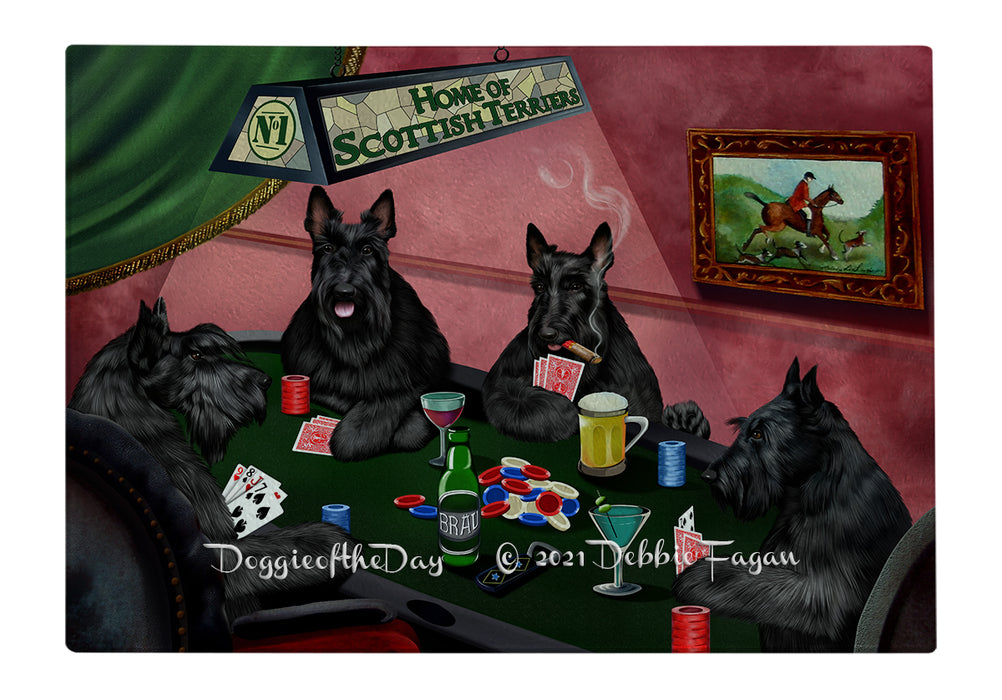 Home of Scottish Terrier Dogs Playing Poker Cutting Board - Easy Grip Non-Slip Dishwasher Safe Chopping Board Vegetables C79186