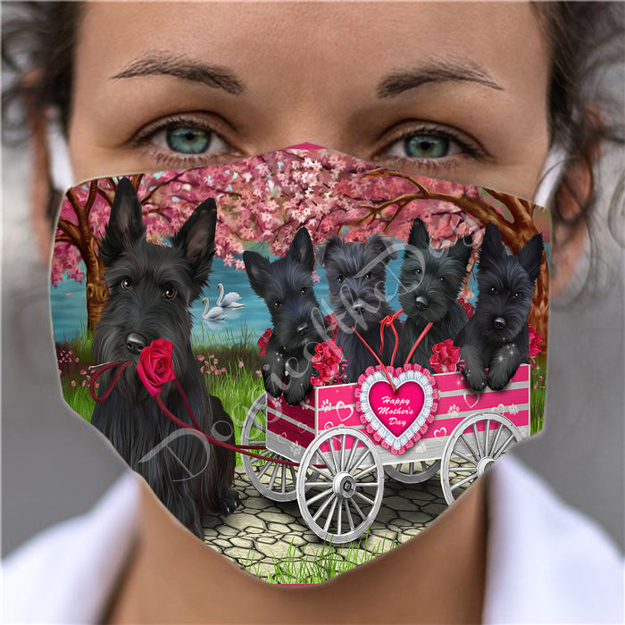 I Love Scottish Terrier Dogs in a Cart Face Mask FM48179