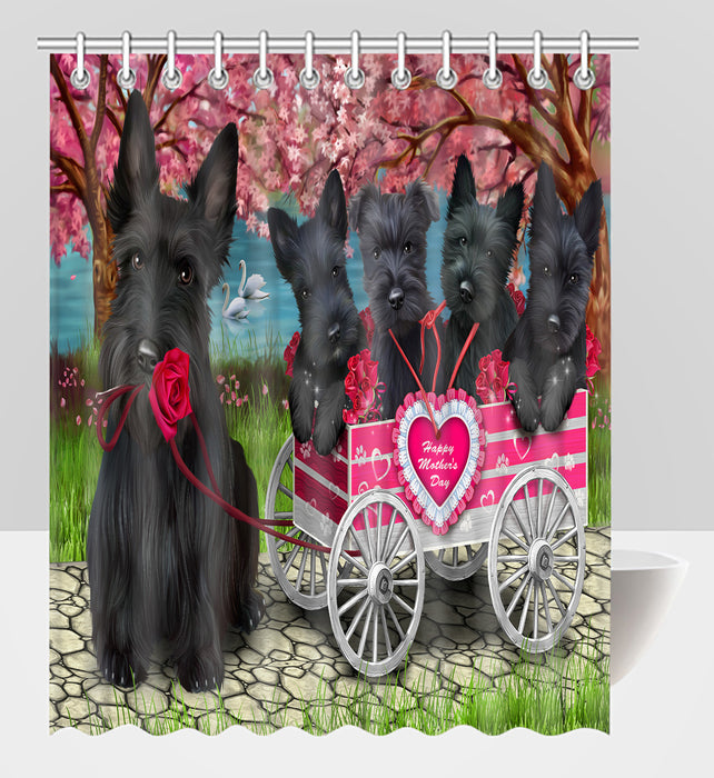 I Love Scottish Terrier Dogs in a Cart Shower Curtain