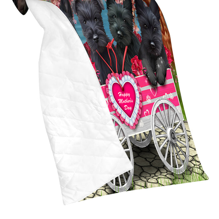 I Love Scottish Terrier Dogs in a Cart Quilt