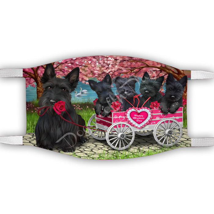 I Love Scottish Terrier Dogs in a Cart Face Mask FM48179