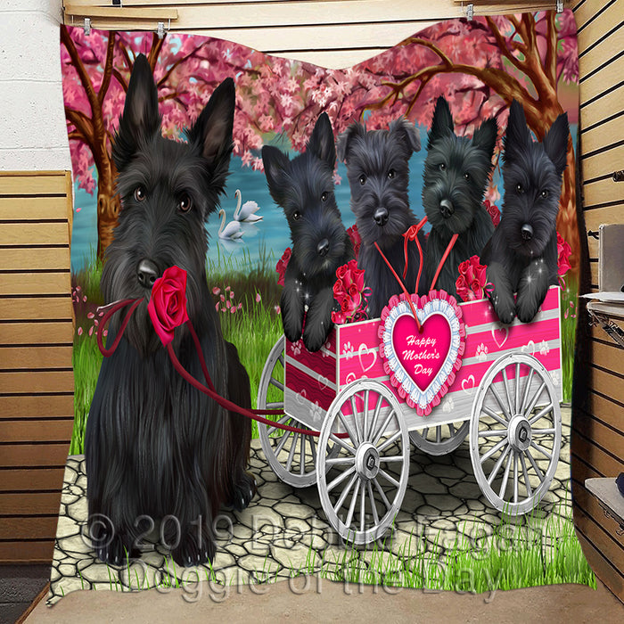 I Love Scottish Terrier Dogs in a Cart Quilt