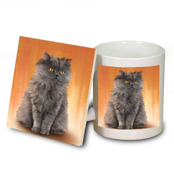 Selkirk Rex Cat Mug and Coaster Set