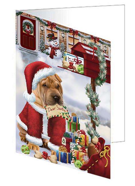 shar Pei Dog Dear Santa Letter Christmas Holiday Mailbox Handmade Artwork Assorted Pets Greeting Cards and Note Cards with Envelopes for All Occasions and Holiday Seasons GCD65807