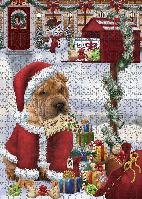 shar Pei Dog Dear Santa Letter Christmas Holiday Mailbox Puzzle with Photo Tin PUZL82860