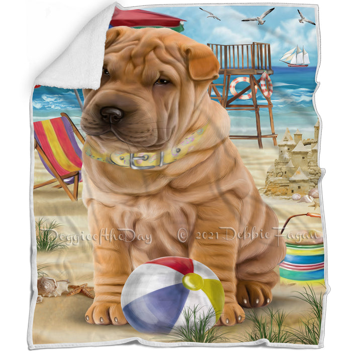 Pet Friendly Beach Shar Pei Dog Blanket BLNKT53310