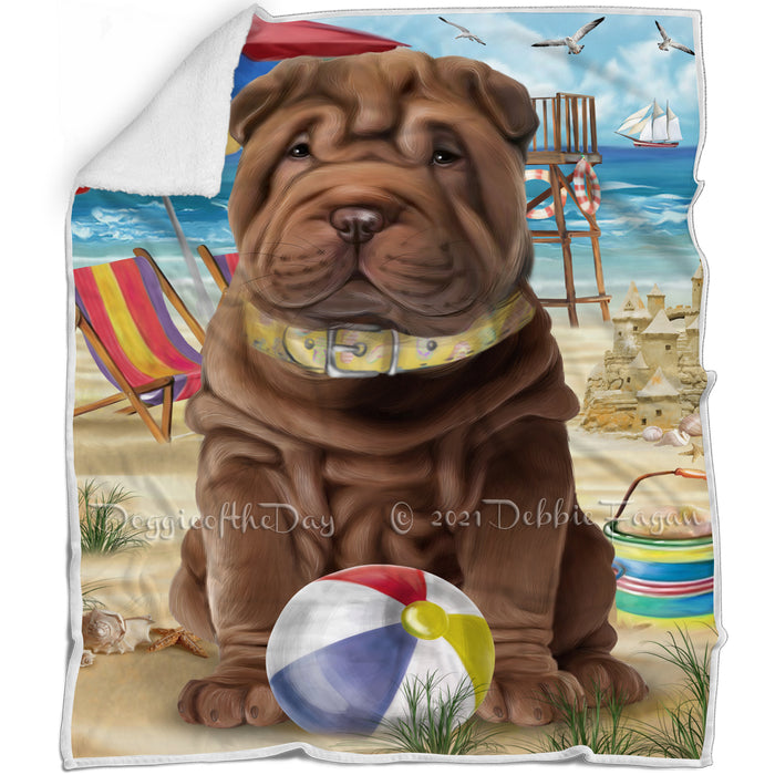 Pet Friendly Beach Shar Pei Dog Blanket BLNKT53319