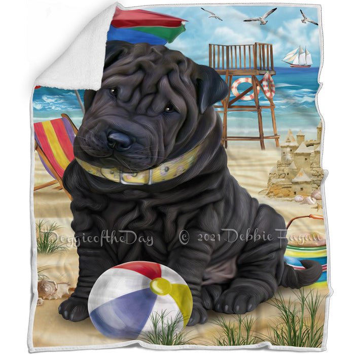 Pet Friendly Beach Shar Pei Dog Blanket BLNKT53328