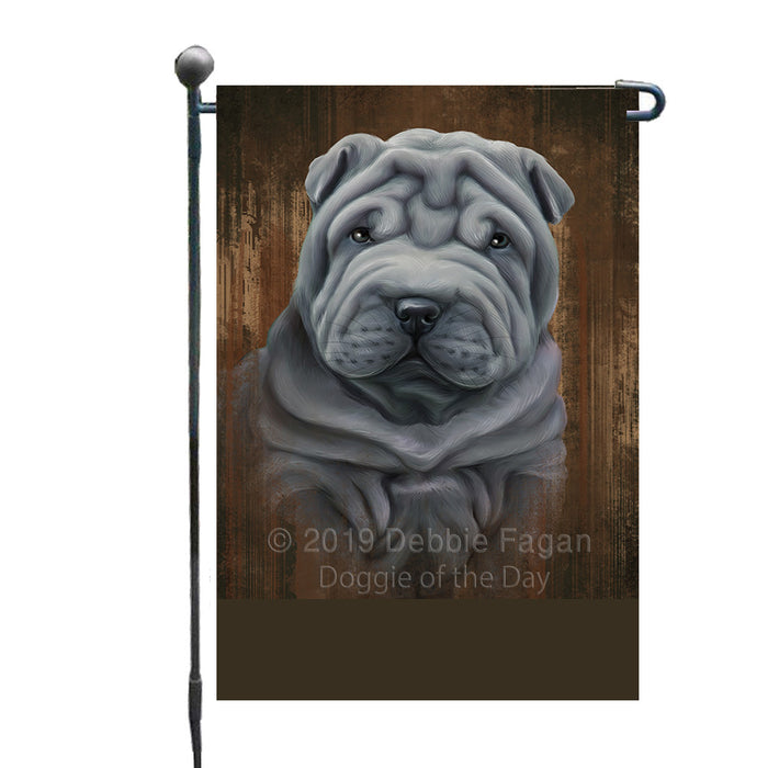 Personalized Rustic Shar Pei Dog Custom Garden Flag GFLG63625