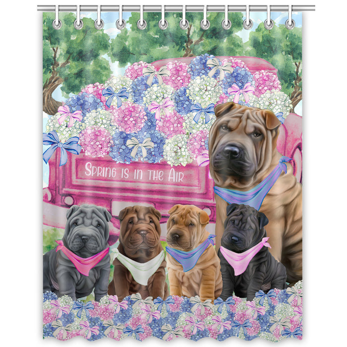 Shar Pei Shower Curtain: Explore a Variety of Designs, Bathtub Curtains for Bathroom Decor with Hooks, Custom, Personalized, Dog Gift for Pet Lovers