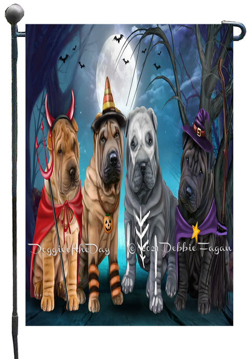 Happy Halloween Trick or Treat Shar Pei Dogs Garden Flags- Outdoor Double Sided Garden Yard Porch Lawn Spring Decorative Vertical Home Flags 12 1/2"w x 18"h