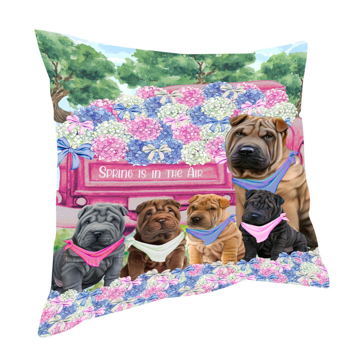 Shar Pei Throw Pillow: Explore a Variety of Designs, Custom, Cushion Pillows for Sofa Couch Bed, Personalized, Dog Lover's Gifts