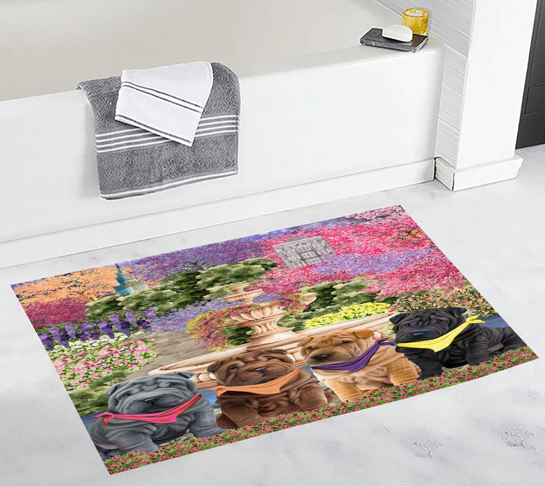 Shar Pei Bath Mat: Non-Slip Bathroom Rug Mats, Custom, Explore a Variety of Designs, Personalized, Gift for Pet and Dog Lovers