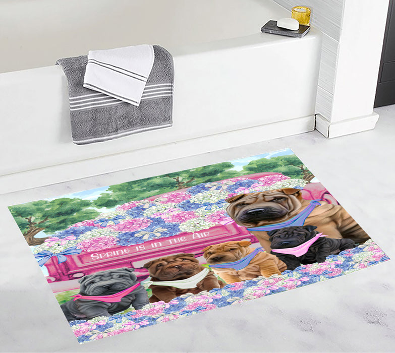 Shar Pei Custom Bath Mat, Explore a Variety of Personalized Designs, Anti-Slip Bathroom Pet Rug Mats, Dog Lover's Gifts