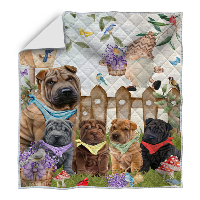 Shar Pei Bedding Quilt, Bedspread Coverlet Quilted, Explore a Variety of Designs, Custom, Personalized, Pet Gift for Dog Lovers