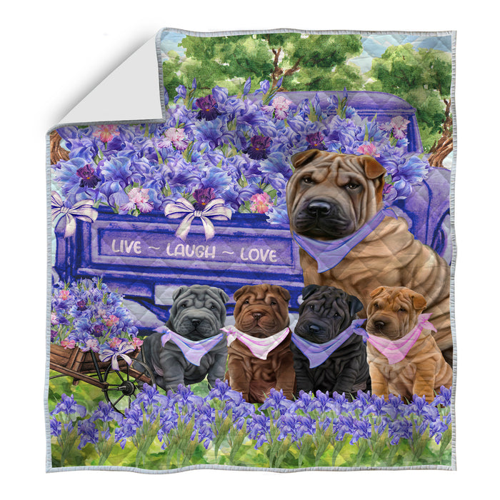 Shar Pei Quilt: Explore a Variety of Personalized Designs, Custom, Bedding Coverlet Quilted, Pet and Dog Lovers Gift