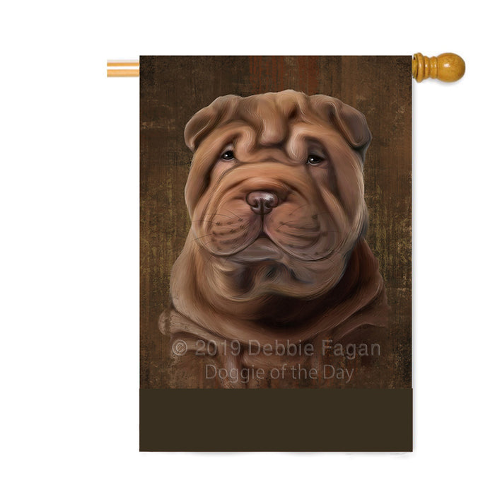 Personalized Rustic Shar Pei Dog Custom House Flag FLG64698
