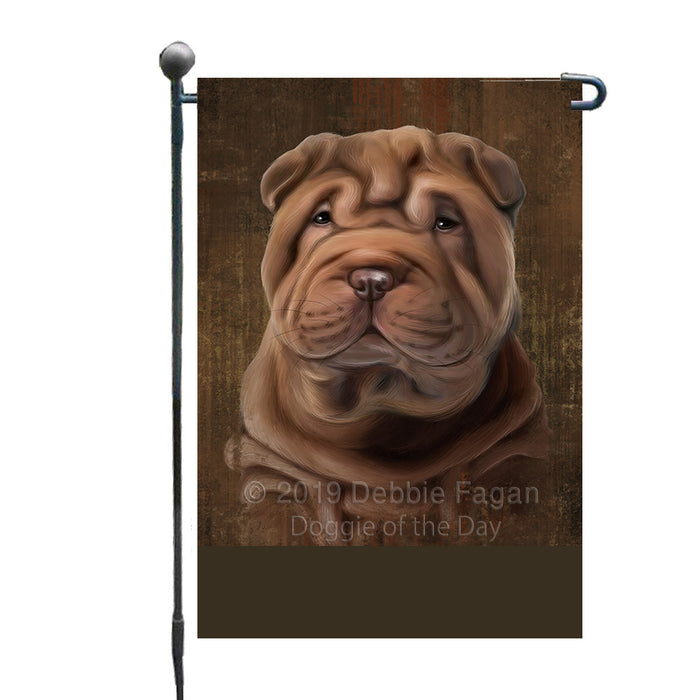 Personalized Rustic Shar Pei Dog Custom Garden Flag GFLG63621