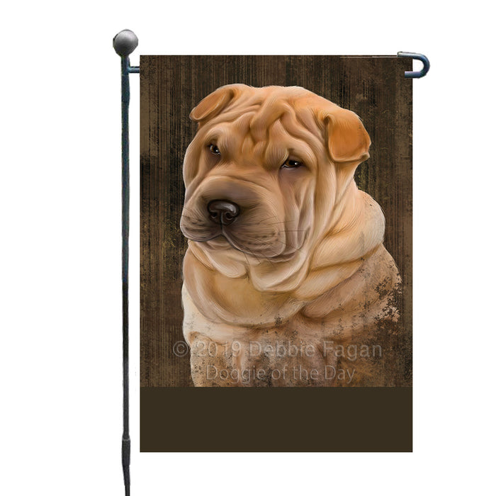 Personalized Rustic Shar Pei Dog Custom Garden Flag GFLG63622