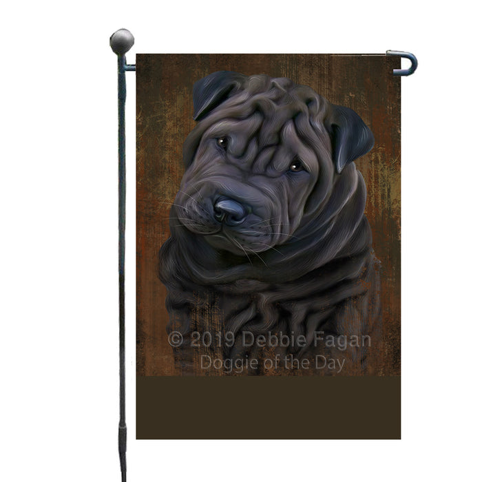 Personalized Rustic Shar Pei Dog Custom Garden Flag GFLG63623
