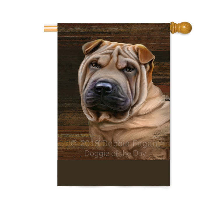 Personalized Rustic Shar Pei Dog Custom House Flag FLG64701