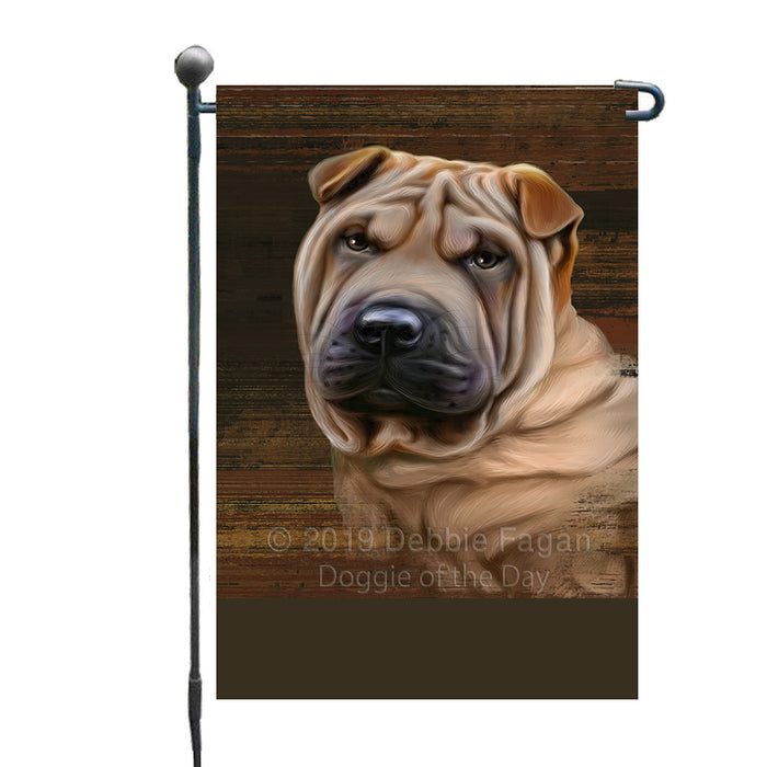 Personalized Rustic Shar Pei Dog Custom Garden Flag GFLG63624
