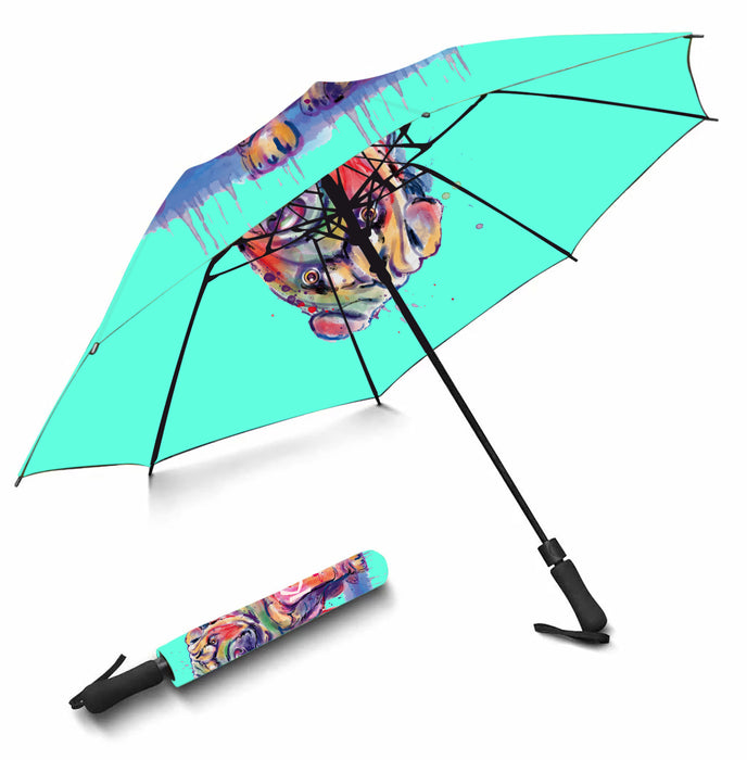Custom Pet Name Personalized Watercolor Shar Pei DogSemi-Automatic Foldable Umbrella