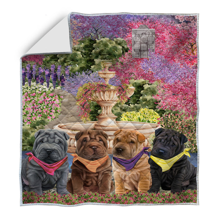 Shar Pei Bedspread Quilt, Bedding Coverlet Quilted, Explore a Variety of Designs, Personalized, Custom, Dog Gift for Pet Lovers