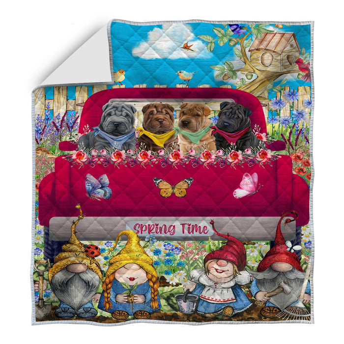 Shar Pei Bed Quilt, Explore a Variety of Designs, Personalized, Custom, Bedding Coverlet Quilted, Pet and Dog Lovers Gift
