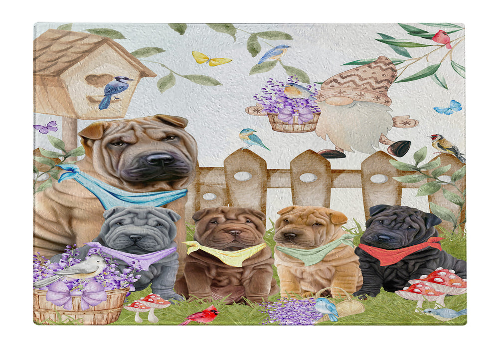 Shar Pei Cutting Board, Explore a Variety of Designs, Custom, Personalized, Kitchen Tempered Glass Chopping Meats, Vegetables, Dog Gift for Pet Lovers
