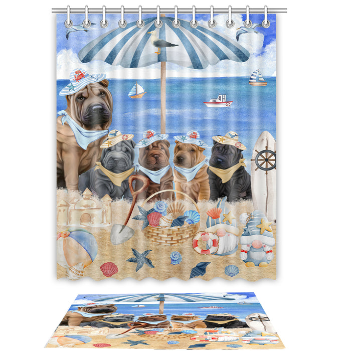 Shar Pei Shower Curtain with Bath Mat Set, Custom, Curtains and Rug Combo for Bathroom Decor, Personalized, Explore a Variety of Designs, Dog Lover's Gifts