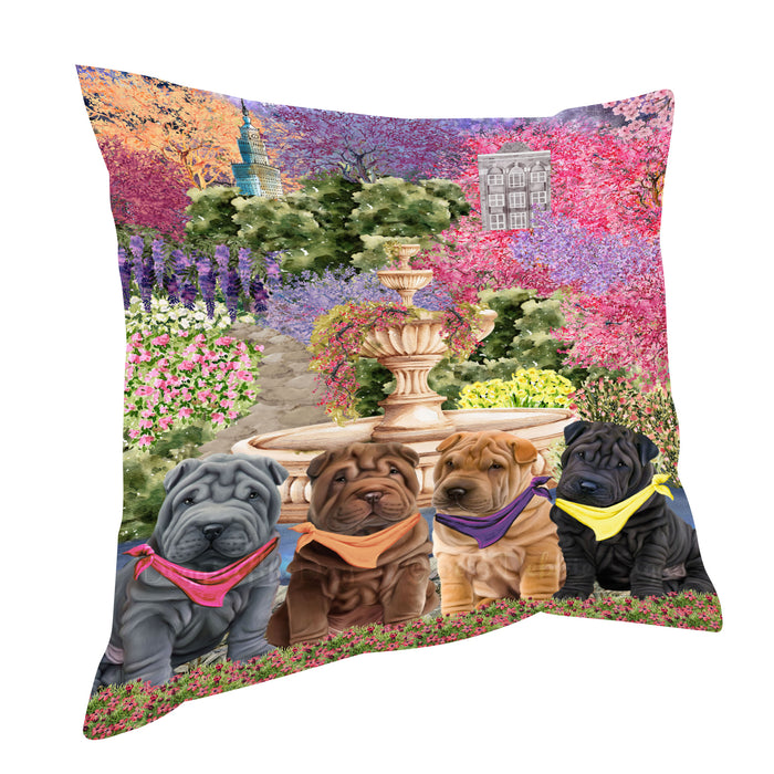 Shar Pei Throw Pillow: Explore a Variety of Designs, Cushion Pillows for Sofa Couch Bed, Personalized, Custom, Dog Lover's Gifts